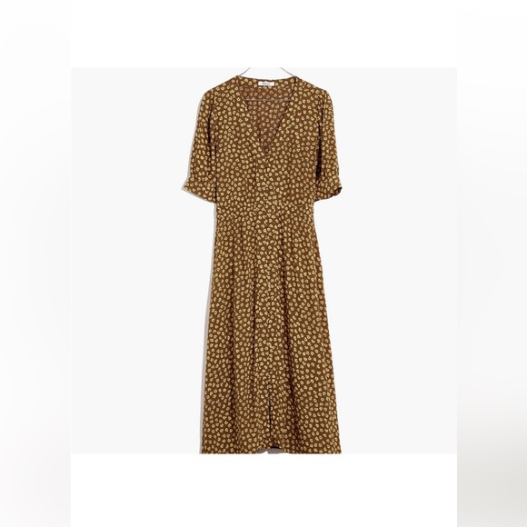 Madewell Button-Cuff Midi Dress in Woodcut Flowers Sz 00 - Picture 2 of 6